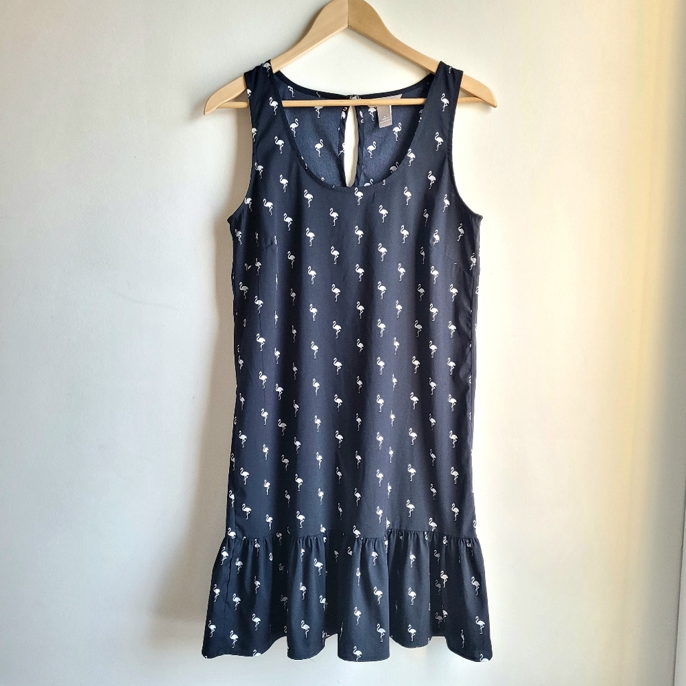 BANANA REPUBLIC Flamingos Navy Sleeveless Beach Vacation Mini Dress 4